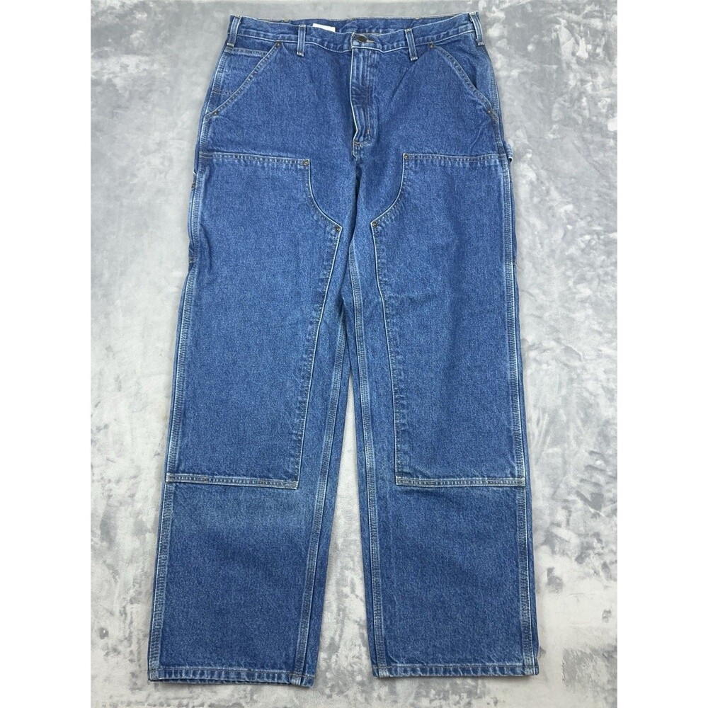 Carhartt B73 DST Double Knee Carpenter Jeans 36x32 Blue Denim Workwear Pants